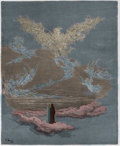 Paradiso, Canto 19: The blessed souls form an eagle in the sky (illustration from The Divine Comedy) by Gustave after Dore